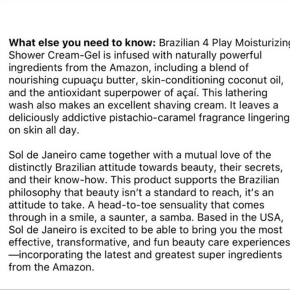 $10🌟 Sol de Janeiro Brazilian 4 Play Moisturizing Shower Cream Gel - Picture 2 of 5